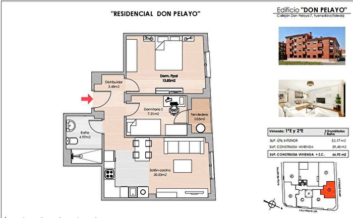 Piso en venta en Fuensalida, Toledo de 2 habitaciones